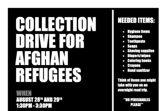 Continuing the collection for needed items for Afghan refugees - Featured image